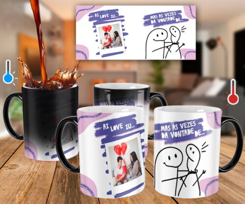 Caneca Mágica Flork Namorados Presente com Foto