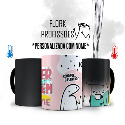 Caneca Mágica Flork Profissão Enfermagem com Nome