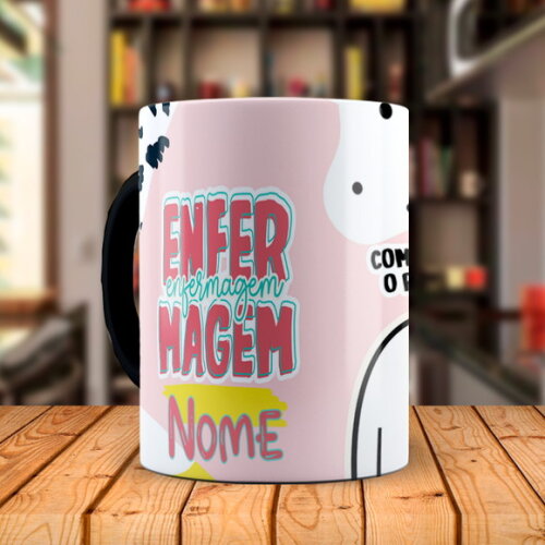 Caneca Mágica Flork Profissão Enfermagem com Nome