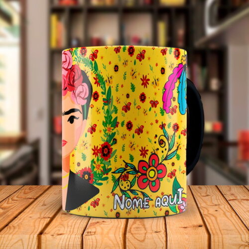 Caneca Mágica Frida Kahlo Pintura artística com Nome