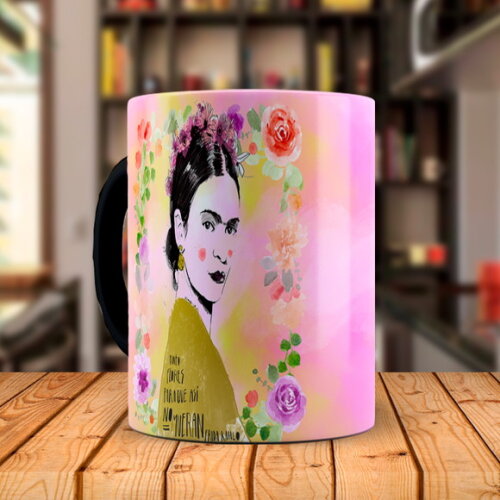 Caneca Mágica Frida Kahlo Retrato com Nome Personalizada