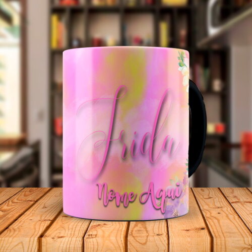 Caneca Mágica Frida Kahlo Retrato com Nome Personalizada