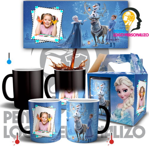 Caneca Mágica Frozen Elza com Foto Personalizado + Caixa