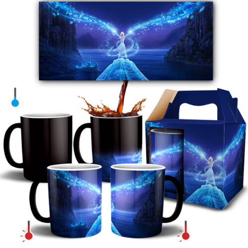 Caneca Mágica Frozen Elza Personalizado + Caixinha