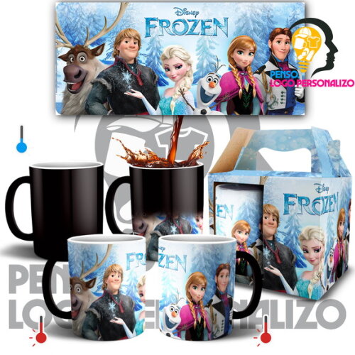 Caneca Mágica Frozen Reino Do Gelo Personalizado + Caixinha