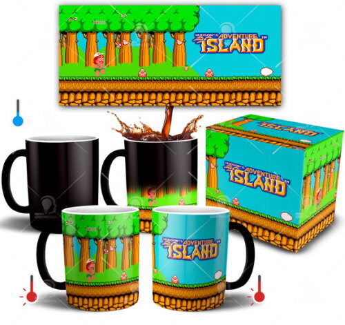 Caneca Mágica Game hudson's adventure island + Caixinha