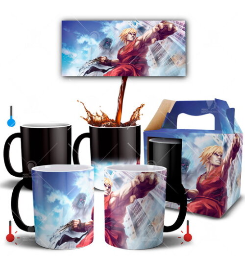 Caneca Mágica Game Street Fighter Ken + Caixinha