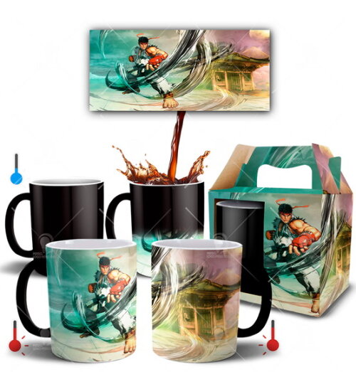 Caneca Mágica Game Street Fighter Ryu + Caixinha Mod 003