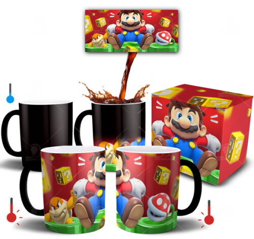 Caneca Mágica Game Super Mário Brós Estampa 3d + Caixinha