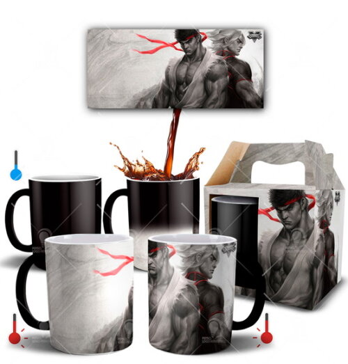 Caneca Mágica Game Street Fighter Ryu e Ken + Caixinha