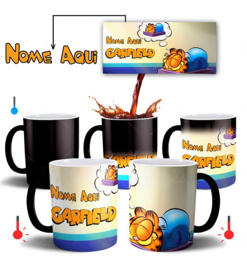 Caneca Mágica Garfield com nome Personalizado