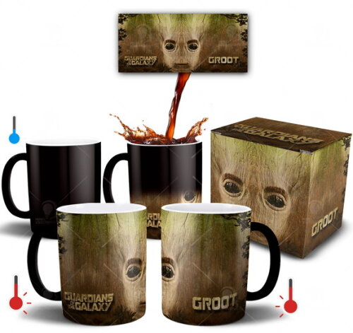 Caneca Mágica Groot Baby Guardiões da Galáxia + Caixinha