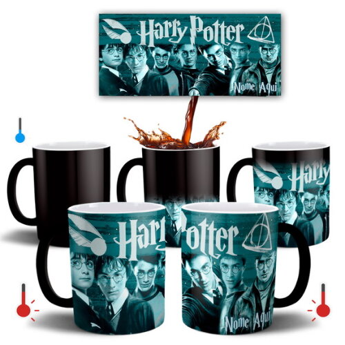 Caneca Mágica Harry Potter Filmes com nome