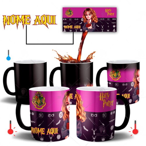 Caneca Mágica Harry Potter Hermione Personalize com seu Nome