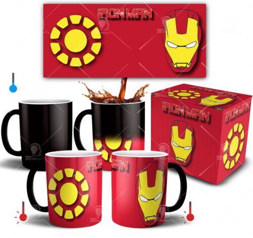 Caneca Mágica Homem de Ferro Personalizada + Caixinha