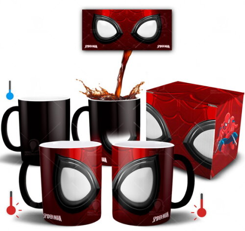 Caneca Mágica Homem-Aranha Marvel personalizada + Caixinha