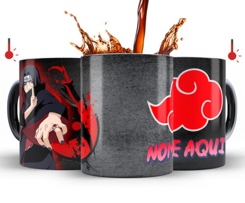 Caneca Mágica Itachi Uchiha com Nome + Caixinha