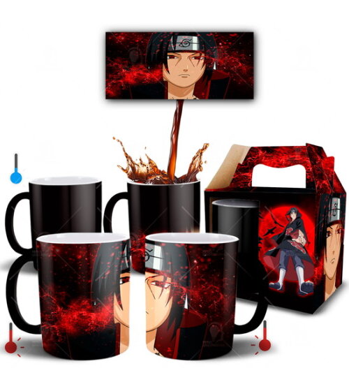 Caneca Mágica Itachi Uchiha anime Naruto Shippuden + Caixa
