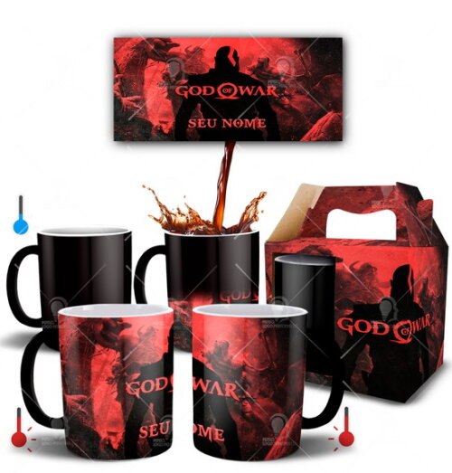 Caneca Mágica Jogo God Of War Kratos com Nome- Mod 003