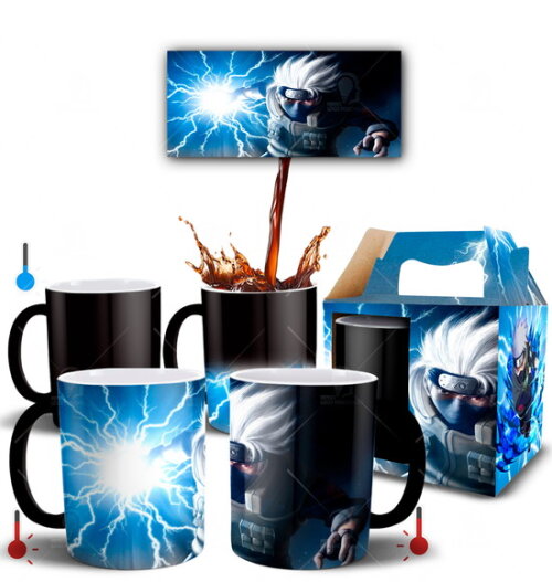 Caneca Mágica Kakashi Hatake anime Naruto Shippuden + Caixa