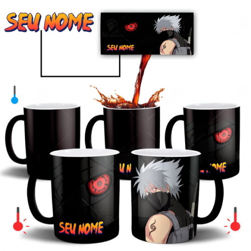 Caneca Mágica Kakashi Naruto Shippuden Com seu Nome