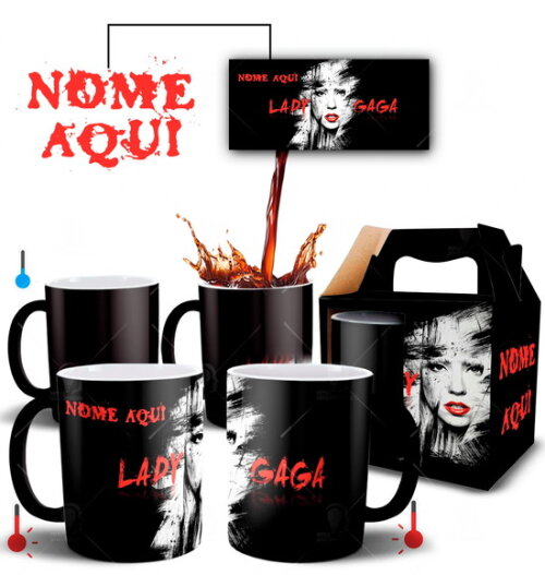 Caneca Mágica Lady Gaga com Nome Personalizado + Caixa