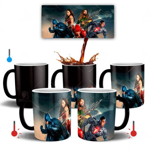 Caneca Mágica Liga da Justiça + Caixinha - Mod 002