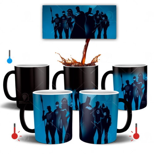 Caneca Mágica Liga da Justiça + Caixinha - Mod 001