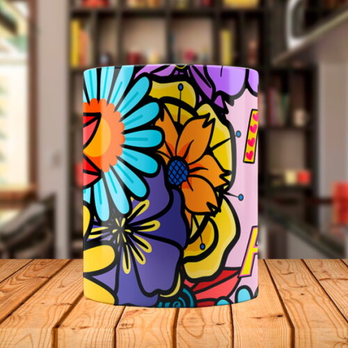 Caneca Mágica Mãe Te Amo Florida com Nome Personalizado