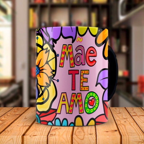 Caneca Mágica Mãe Te Amo Florida com Nome Personalizado