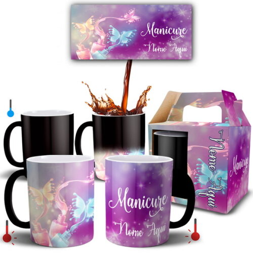 Caneca Mágica Manicure com Nome + Caixinha