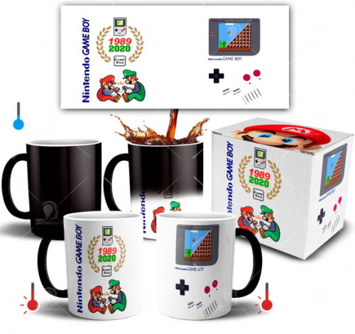 Caneca Mágica Mário brós Game boy Nintendo + Caixinha
