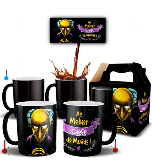 Caneca Mágica Melhor Chefe do Mundo + Caixinha Personalizada