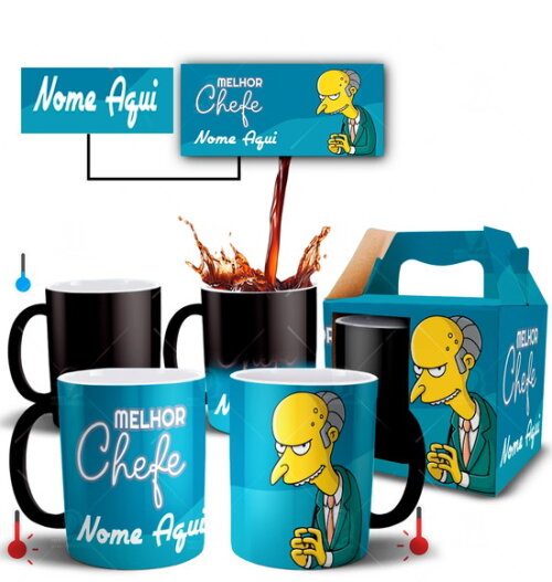 Caneca Mágica Melhor Chefe do Mundo com Nome Personalizado
