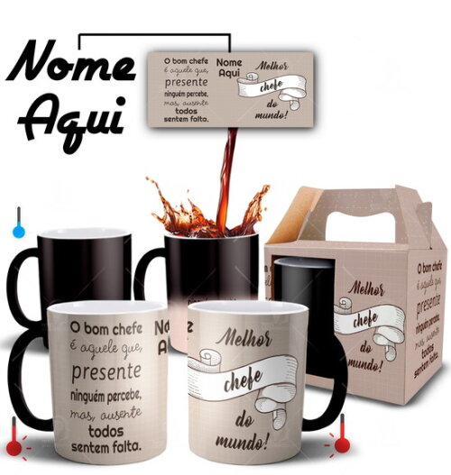 Caneca Mágica Melhor Chefe do Mundo com Nome Personalizado