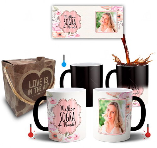 Caneca Mágica Melhor Sogra do Mundo com Foto + Caixinha