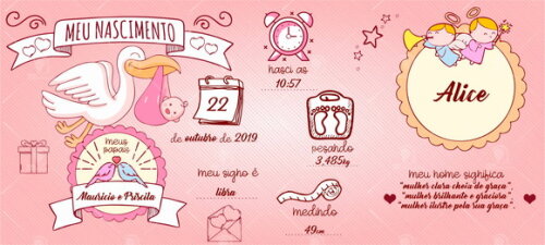 Caneca Mágica Meu Nascimento Bebê Menina + Caixinha