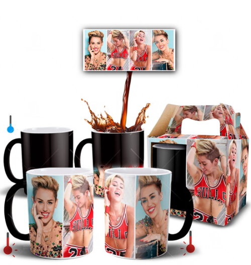 Caneca Mágica Miley Cyrus Cantora + Caixa