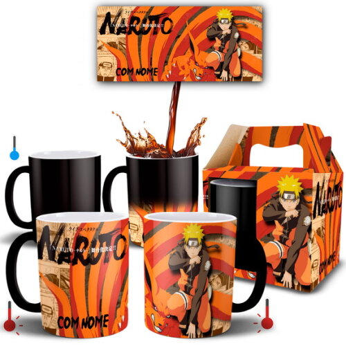 Caneca Mágica Naruto e Kurama com Nome