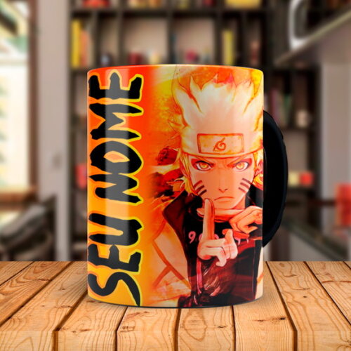 Caneca Mágica Naruto e Kurama com Nome Personalizado