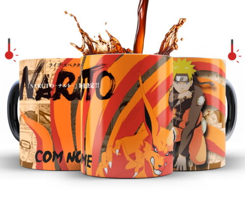 Caneca Mágica Naruto e Kurama com Nome
