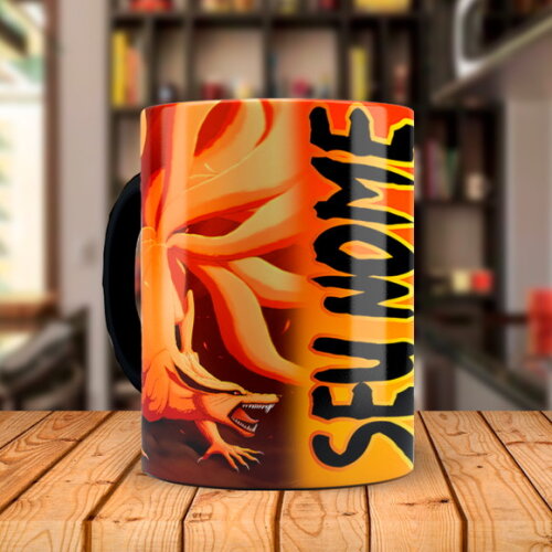Caneca Mágica Naruto e Kurama com Nome Personalizado