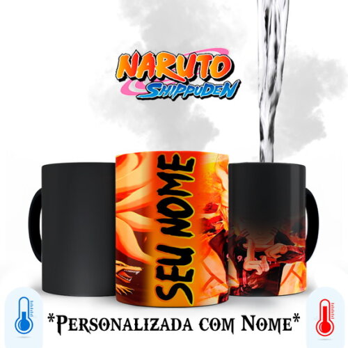Caneca Mágica Naruto e Kurama com Nome Personalizado