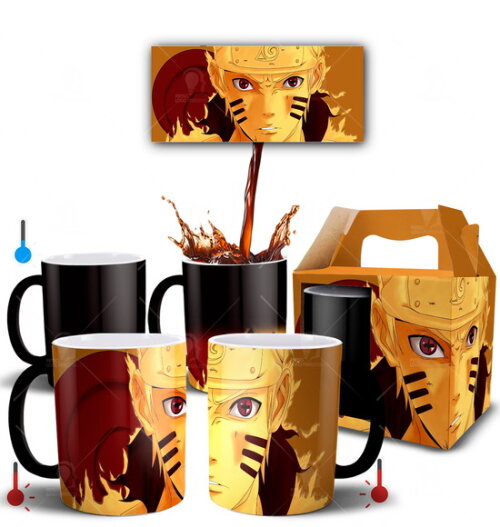 Caneca Mágica Naruto Modo Kurama + Caixinha