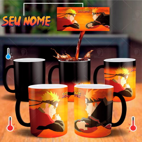 Caneca Mágica Naruto Shippuden vs Pain Akatsuki Com seu Nome