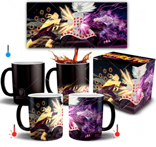 Caneca Mágica Naruto Shippuden Sasuke Vs Uchiha Madara