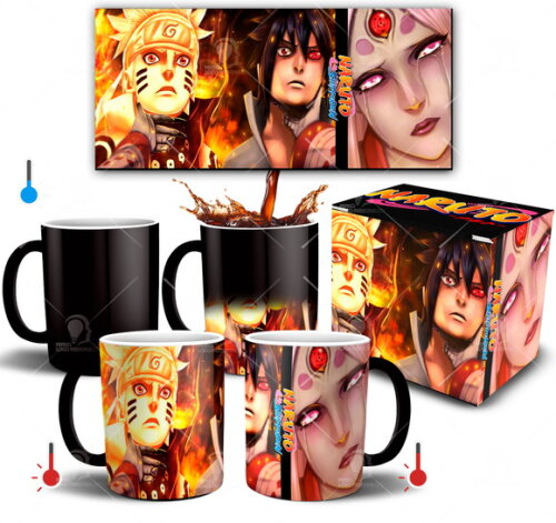 Caneca Mágica Naruto Shippuden Sasuke Vs Kaguya + Caixinha