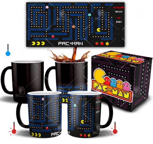 Caneca Mágica Pac.Man Jogo Game + Caixinha presente
