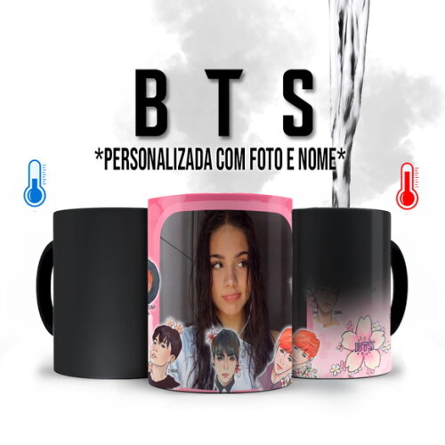 Caneca Mágica Personalizada Bts K-pop com Foto e Nome