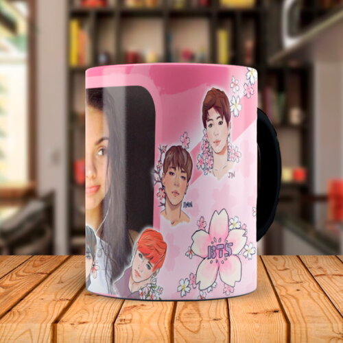 Caneca Mágica Personalizada Bts K-pop com Foto e Nome